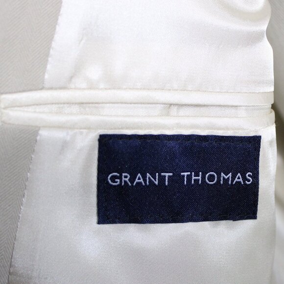 GRANT THOMAS 42R Ivory Silk Men's Sport Jacket Blazer Lord & Taylor - Picture 6 of 9